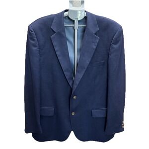 Alan Flusser Navy Blue Polyester Viscose Blend Blazer Suit Jacket Men Size 46R